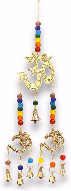 KDMK Indian Brass Om Chimes with Chakra Beads and 7 Bells in Gold