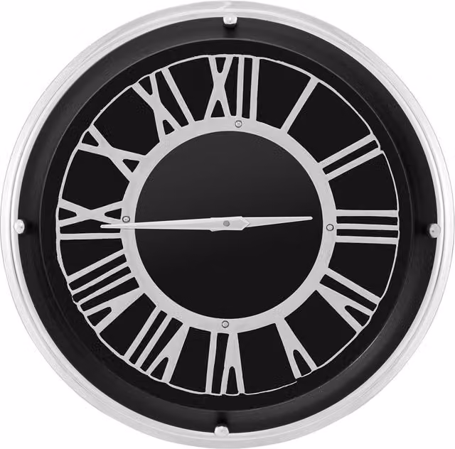 COSTWAY Modern Round Geometric Metal Wall Clock in Black, Silent Quartz Analog, Diameter: 45 cm