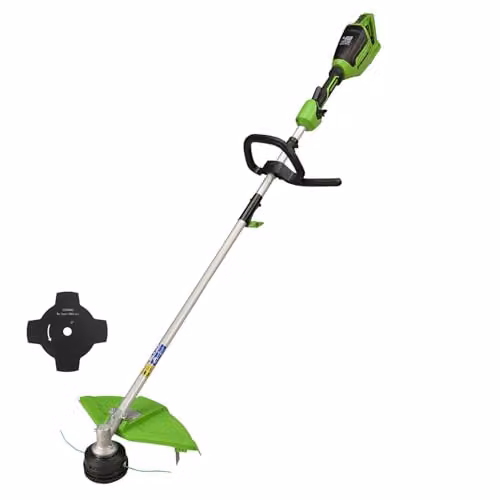 Greenworks 48V (2x24V) Cordless Strimmer with 40cm Cutting Width and Bump Feed Dual Nylon Line, Green, Black and Grey