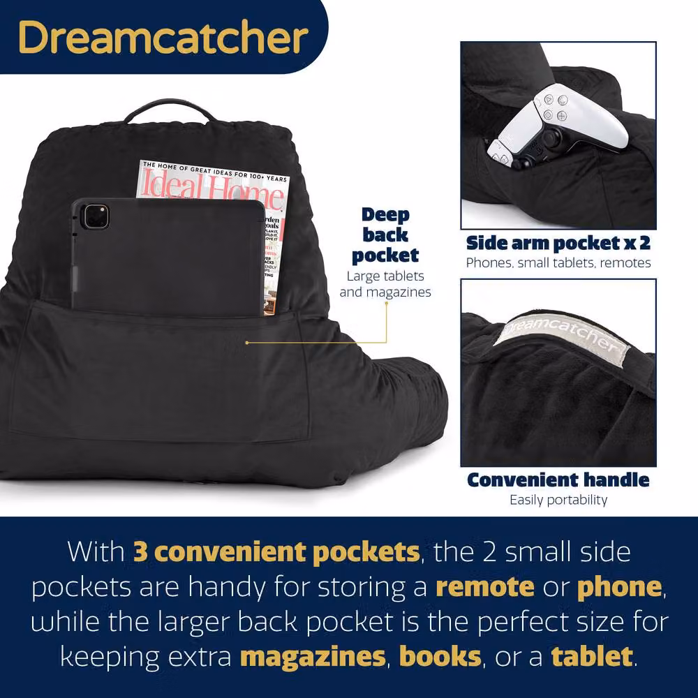 Dreamcatcher Black Velvet Memory Foam Wedge Reading Pillow with Removable Cover – 5
