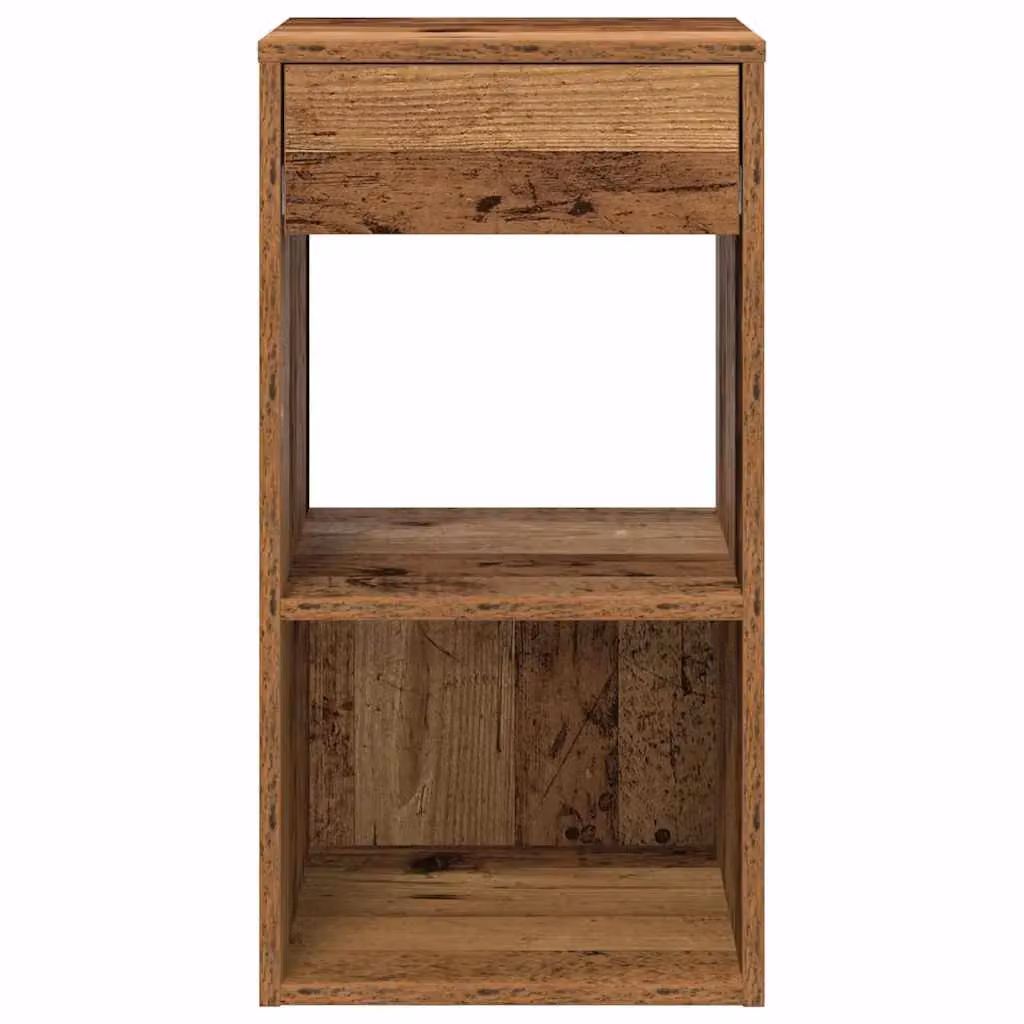 Berkfield Home Set of 2 Bedside Cabinets with Drawer in Old Wood Brown, W/D/H: 35 x 34 x 66.5 cm – 3