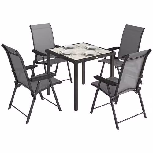 Outsunny 5 Piece Outdoor Dining Set in Grey for 4 Adults, W/D/H: 80 x 80 x 72 cm