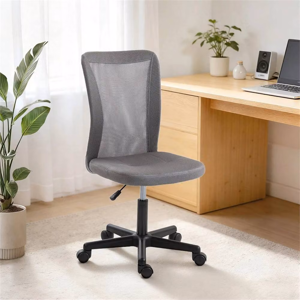 Nordara Grey Fabric Armless Swivel Task Chair for Home Office, W/D/H: 40 x 43 x 120 cm – 7
