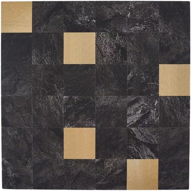 Livingandhome Set of 10 Self-Adhesive Geometric SPC Wall Tile Stickers in Black and Gold