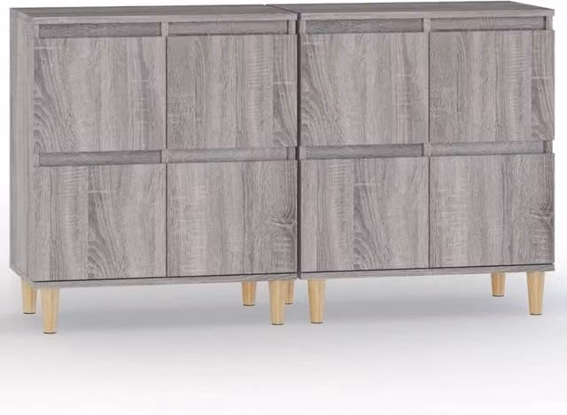 Berkfield Home Set of 2 Grey Sonoma Sideboards, W/D/H: 60 x 35 x 70 cm