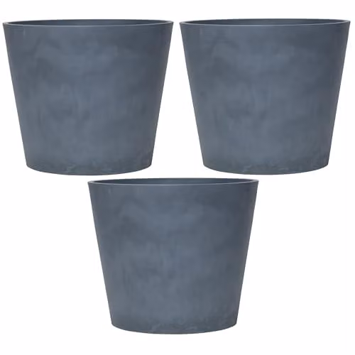 Garden Gear Dark Grey Stone Effect Planters, Set of 3, Diameter: 30.5 cm, Height: 25.5 cm – 1