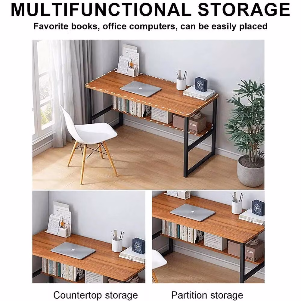 EONLION Brown Computer Desk with Footrest for Home Office and Living Room – 2