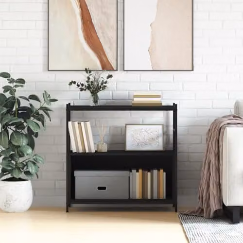 vidaXL Industrial Bookshelf in Black, Made of Engineered Wood and Metal, W/D/H: 80 x 30 x 78.5 cm – 2