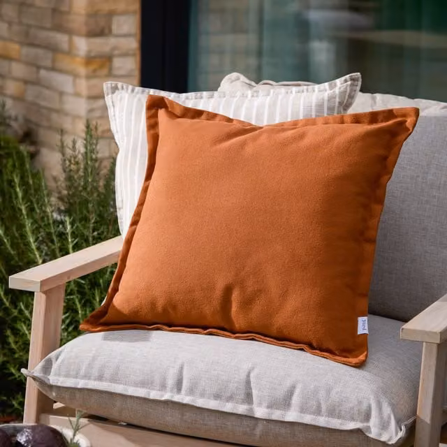 Holmfirth Make It A Home Square Outdoor Canvas Cushion in Pecan Brown and Orange