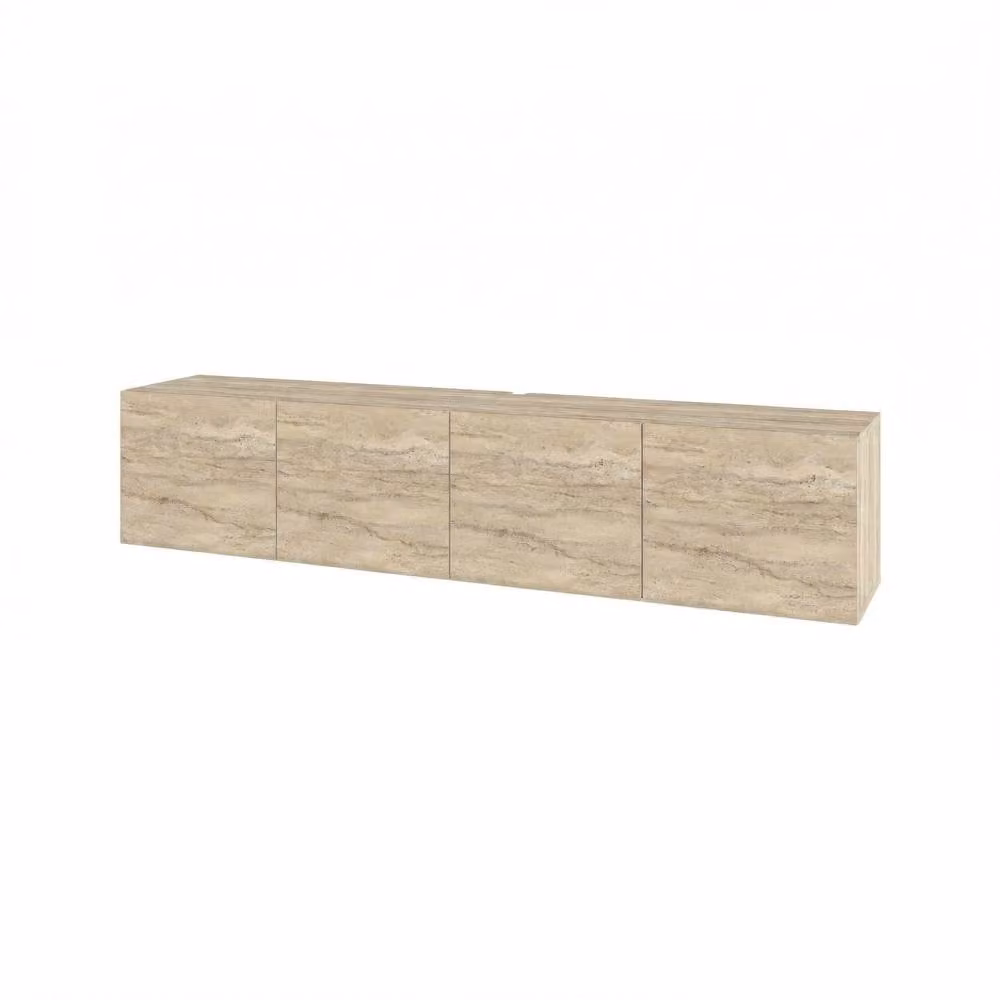 Decortie Combe Wall-Mounted Floating TV Unit 2 Pack in Beige with Soft-Close Doors, W/D/H: 180 x 35 x 38 cm – 2