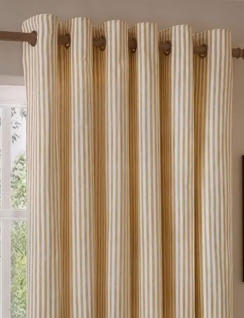YARD Hebden Striped Blackout Eyelet Curtains, Brown Mix, Height: 229 cm