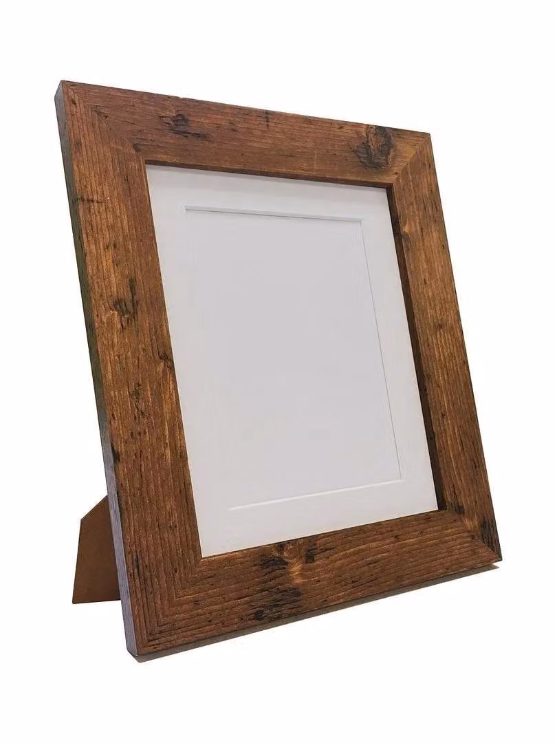 Frames & Mirrors 4U Metro Vintage Walnut Wood Frame with White Mount for A4 Images – 4