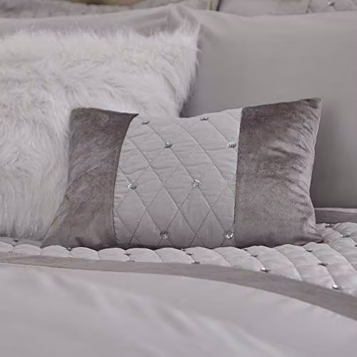 Catherine Lansfield Sequin Cluster Rectangular Cushion in Silver Grey, W: 40 cm, H: 30 cm – 3