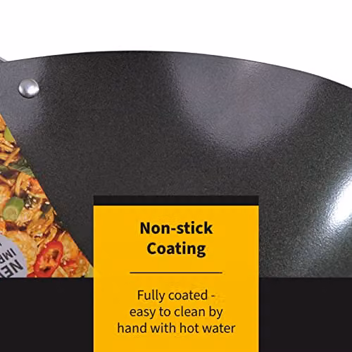 Ken Hom Excellence Non-Stick Carbon Steel Wok, Black, Diameter: 31 cm – 2