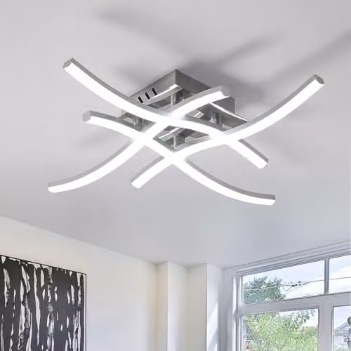 Goeco LED Ceiling Light, Silver, Diameter: 46 cm, 24W, 2700LM, 6500K