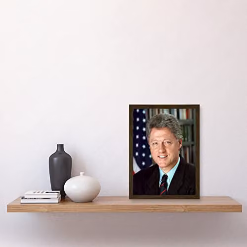 Artery8 Bill Clinton Portrait Photo Artwork Framed Wall Art Print, Multicolour, W: 21.0 x H: 29.7 cm – 2