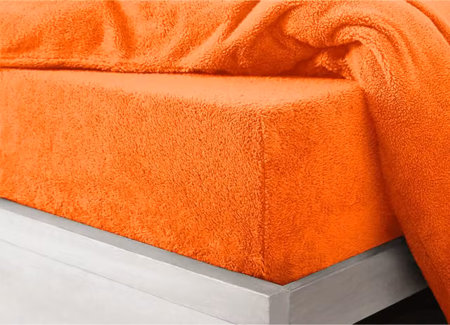 VELOSSO Orange Microfibre Thermal Fleece Fitted Sheet, W/D/H: 140 x 200 cm