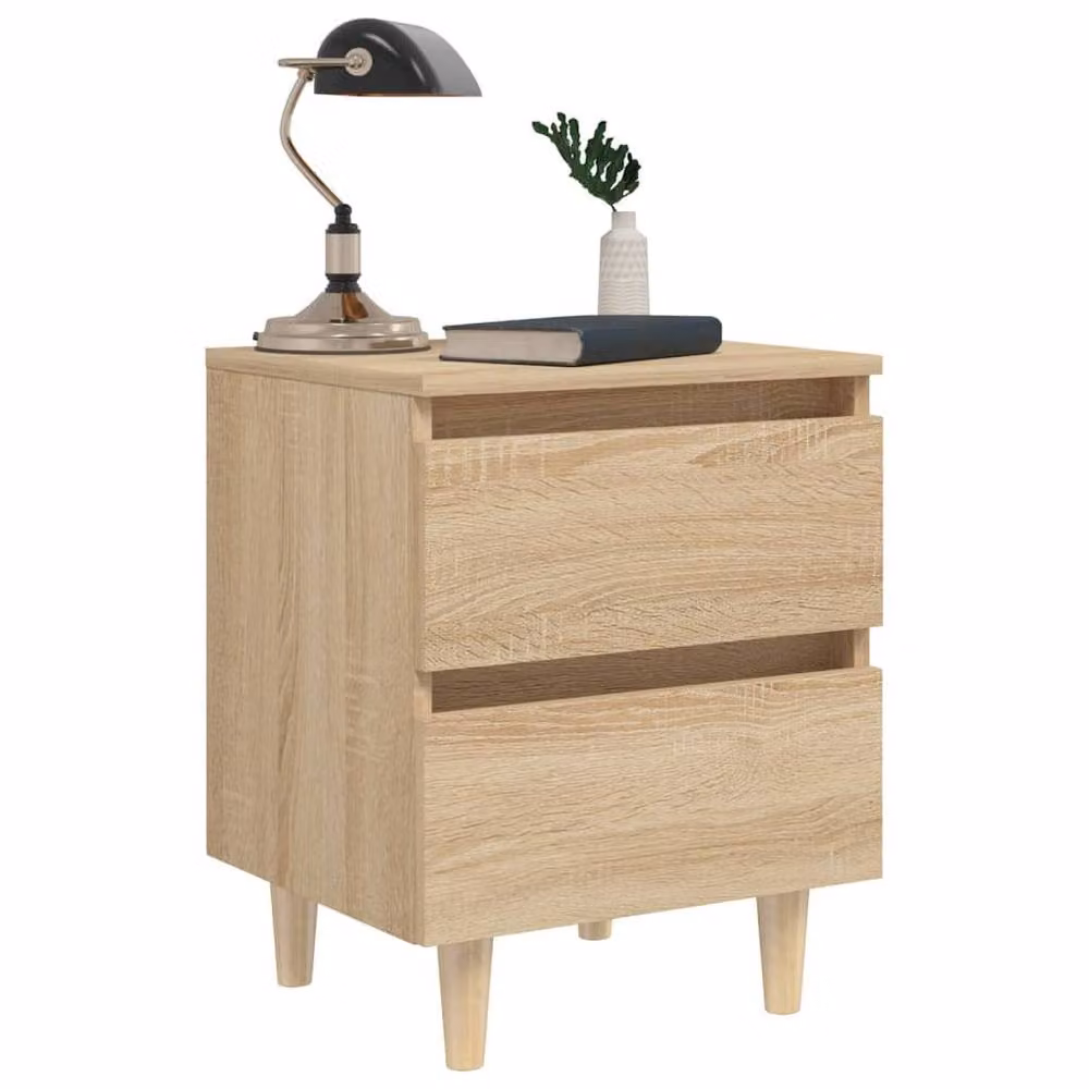 Berkfield Home Sturdy Bed Cabinet in Sonoma Oak Light Brown with Solid Pinewood Legs, W/D/H: 40 x 35 x 50 cm – 3