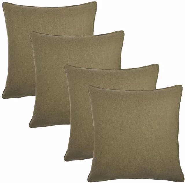 OHS Pack of 4 Plain Woven Texture Square Cushion Covers in Green