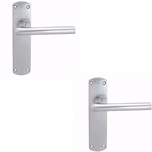 Loops 2 Pack Rounded Straight Bar Handle on Latch Backplate, Chrome, W: 17 cm, H: 4.2 cm