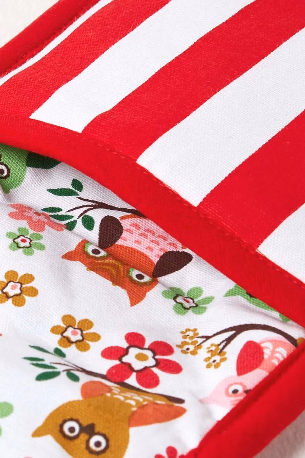 Homescapes Red and Blue Cotton Double Oven Glove – 3