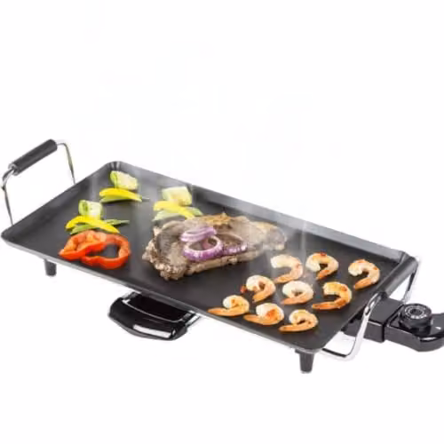 Trendi Electric Teppanyaki Grill Griddle in Black with 8 Wooden Spatulas, Non-Stick Hot Plate and Adjustable Temperature Control – 5