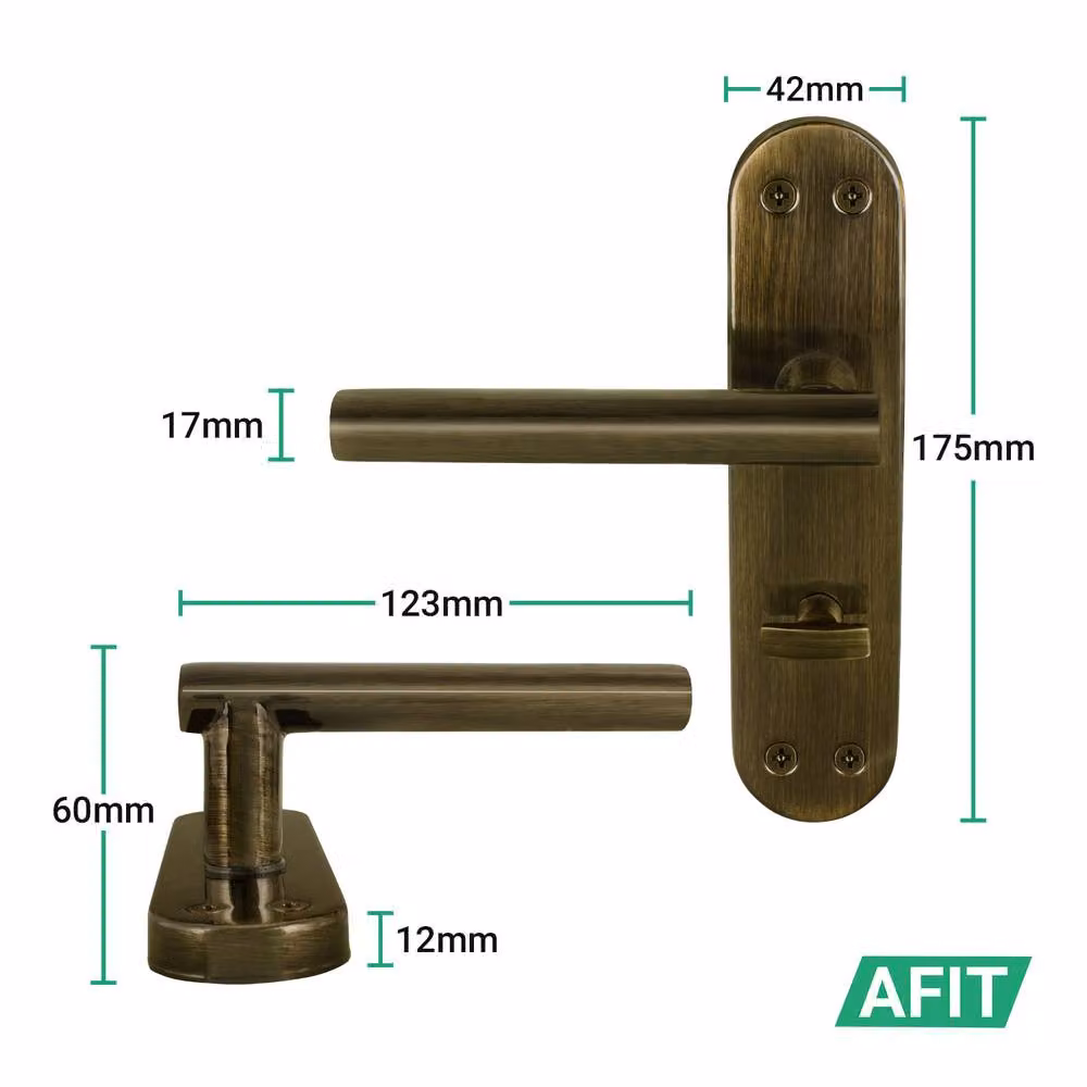 AFIT T-Bar Antique Brass Internal Bathroom Backplate Handles, Bronze, 1 Pair – 2
