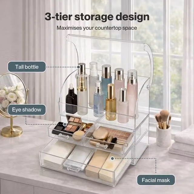 KORVIXA Transparent Acrylic Makeup Storage Organiser
