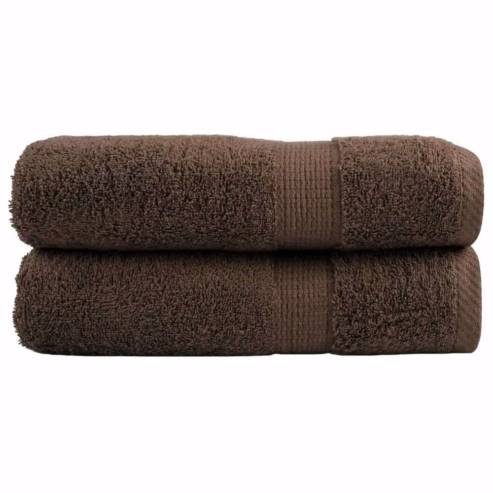 Berkfield Home SOLUND Premium Cotton Terry Shower Towels, 2 Pack, Brown, W: 70 cm, L: 140 cm, 600gsm – 2