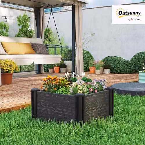 Outsunny Grey Plastic WPC Raised Garden Bed Kit – 2