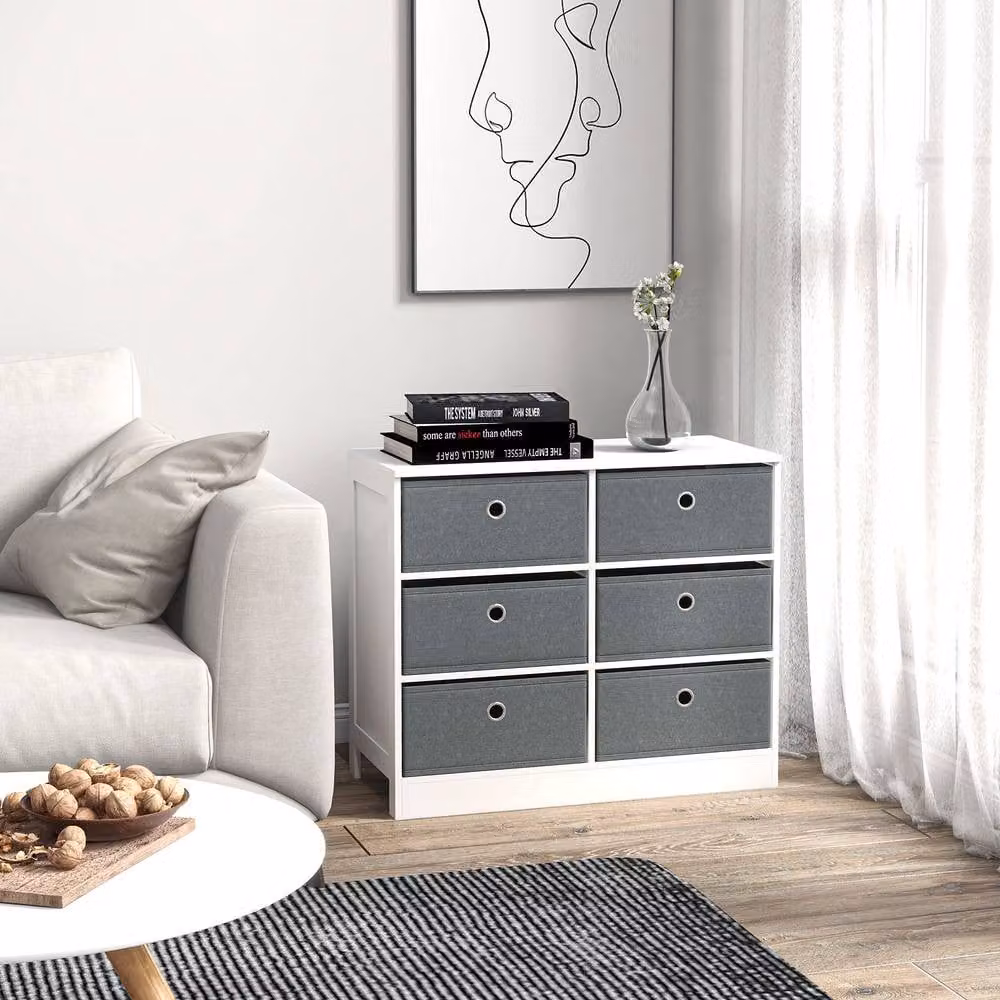 ERGOVEXA White Fabric Chest of Drawers and Modern Storage Cabinet – 2