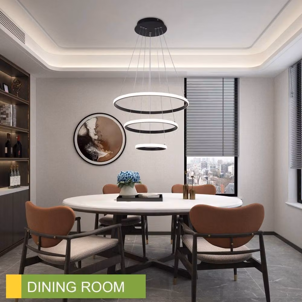 Kelvenix Modern Dimmable LED Ring Pendant Light in Black – 3