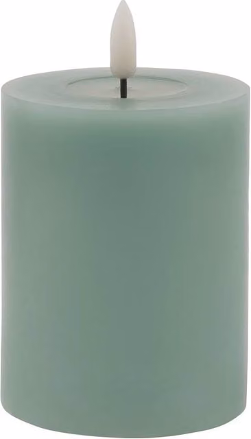 Love Lace Melt Effect Sage Green LED Wax Pillar Candle
