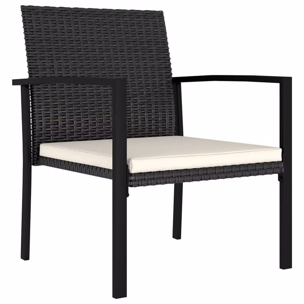 Berkfield Home Modern Garden Dining Chairs, 2 Piece Set, Black Poly Rattan and Steel, H 83 x W 53 x D 58.5 cm – 3