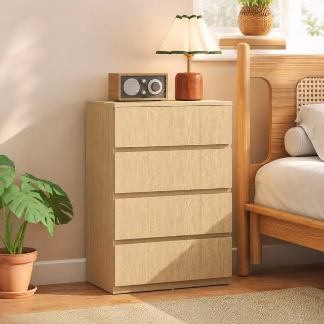 STILVORA Minimalist Chest of Drawers with 4 Drawers and Tabletop in Beige – 1