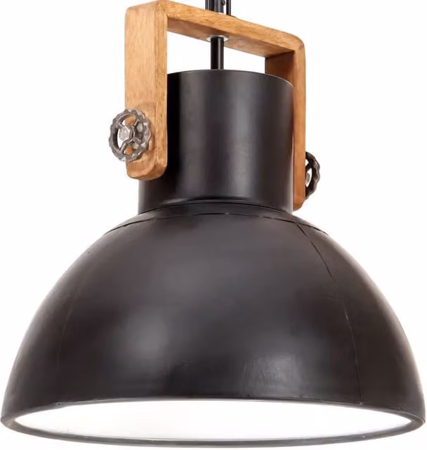 Berkfield Home Industrial Round Hanging Lamp in Black and Brown with E27 Socket, Diameter: 40 cm