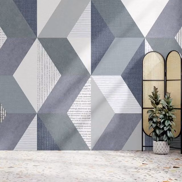 Superfresco Easy Tribal Geo Navy Blue Geometric Retro Wall Mural W: 300 cm, H: 280 cm
