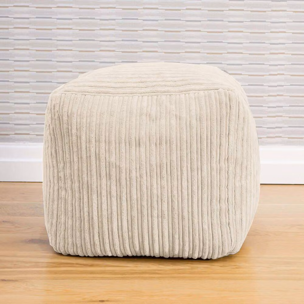 rucomfy Indoor Jumbo Cord Cube Pouffe Footstool in Ivory – 4