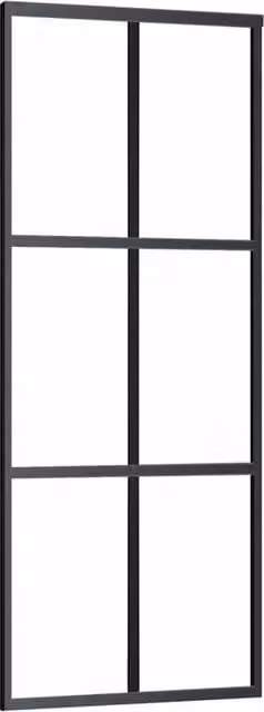 Berkfield Home Industrial Sliding Door with Hardware Set, Black Aluminium and Transparent ESG Glass, W: 76 cm, H: 205 cm – 1