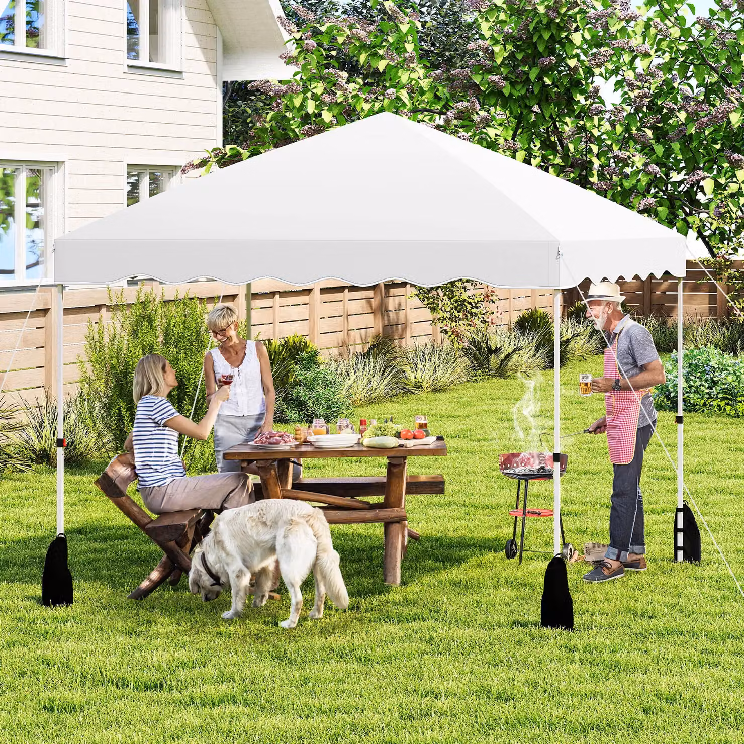 Gymax Portable Folding Pop Up Canopy Tent Patio Shelter, White – 5