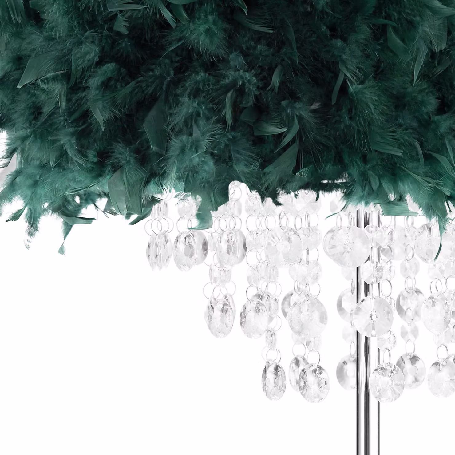 Happy Homewares Modern Feather Floor Lamp with Green Waterfall Acrylic Droplets and Chrome Finish, H 145 cm x W 40 cm x D 40 cm – 2