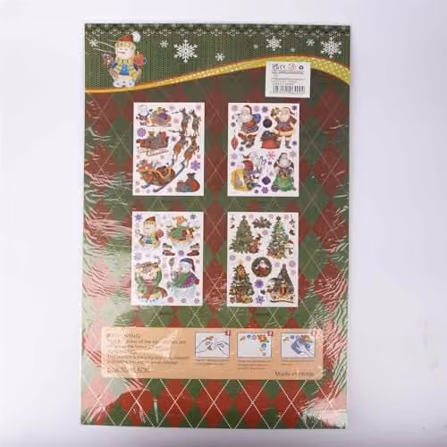 Shatchi 3D Christmas Window Stickers with Multicolour Snowflakes and Animals, 4 Assorted Sheets Reusable PVC Decals – 3