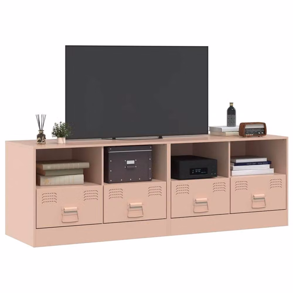 Berkfield Home Set of 2 Pink Metal TV Cabinets W: 67 cm, D: 39 cm, H: 44 cm – 2