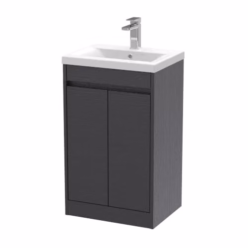 Balterley Modern 2 Door Floor Standing Bathroom Vanity Unit with Mid Edge Basin and Soft Close Doors, Graphite Grey, W/D/H: 52 x 39.5 x 83.5 cm – 5