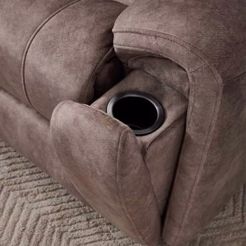 Furnishings For Less UK Valtos 5 Seater L-Shape Electric Reclining Corner Sofa in Brown Fabric with USB Charging and Cup Holders – 3