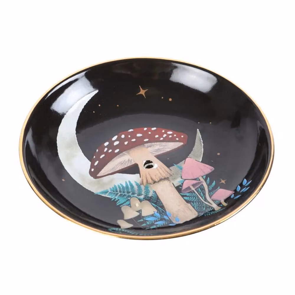 Something Different Ceramic Forest Mushroom Incense Holder in Black – 2