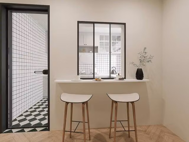 Vente-unique Black Thermolacquered Aluminium and Glass Sliding Partition, W: 90 cm, H: 105 cm