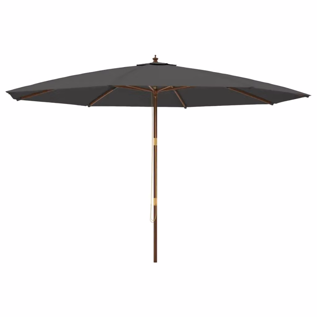 Berkfield Home Garden Parasol with Wooden Pole, Anthracite and Black, W: 400 cm, H: 273 cm – 2