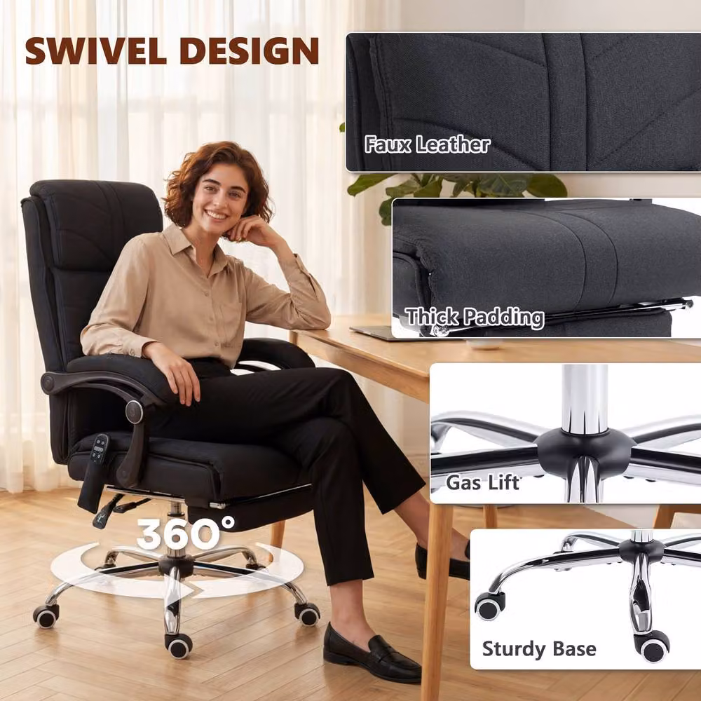 STILVORA Black Executive Office Chair with Headrest and Armrests – 9