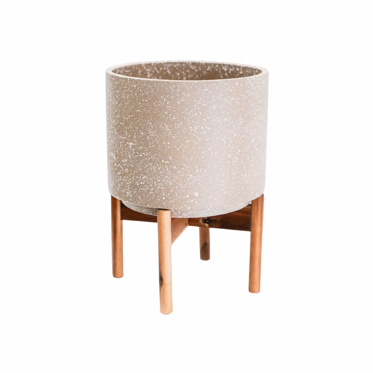 Ivyline Valetta Mediterranean Ceramic Tabletop Planter with Stand, White, Beige and Caramel, H33 x D24 cm – 2